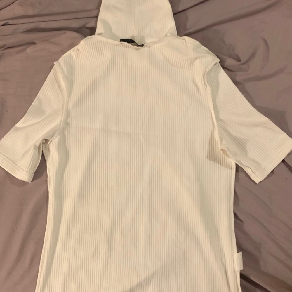 All White Short Sleeve Turtleneck Shirt